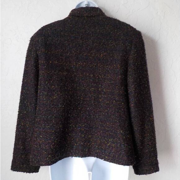 Sag Harbor Purple Tweed Blazer Jacket Button Up Women size 12 Petite Preppy VTG - Picture 2 of 7